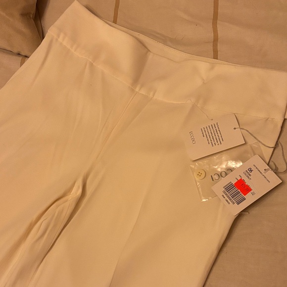 Elegant Cream Wide Leg Women's Pants - Picture 2 of 4